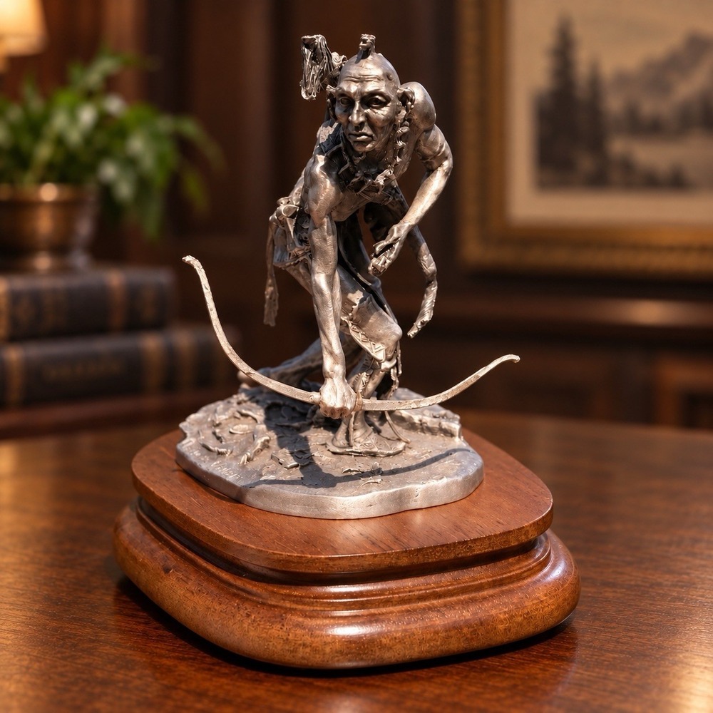 Chilmark M Boyett Rare Iroquois Warrior Fine Pewter Sculpture #242/2500 5in